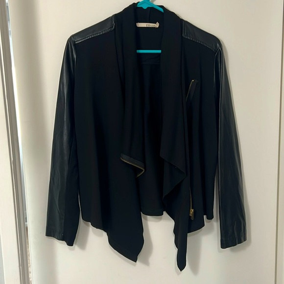 Ellison Jackets & Blazers - Black faux, leather trim jacket